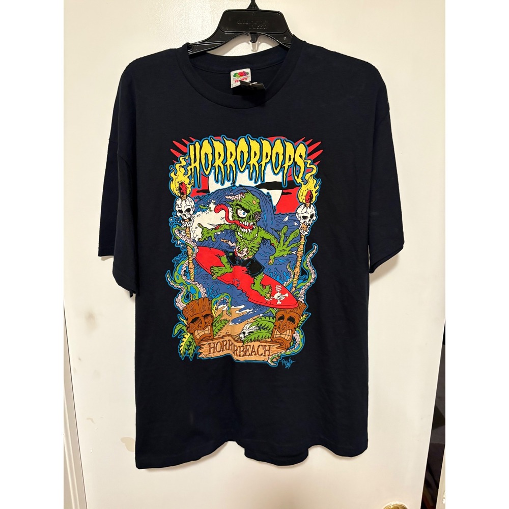 Y2K vintage HorrorPops Horrorbeach 
 T-Shirt Mens XL Black Hot Topic NWT